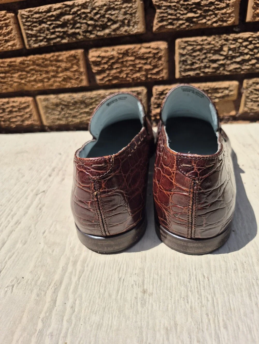Kenneth Cole Brown Alligator Embossed Leather Black Label Made In Italy Size 9